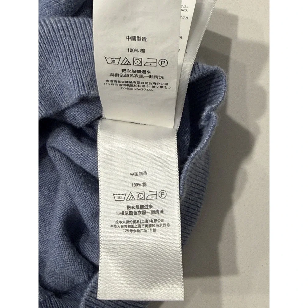 Polo Ralph Lauren Pima Cotton V-Neck Sweater Blue Mens XXL Pullover